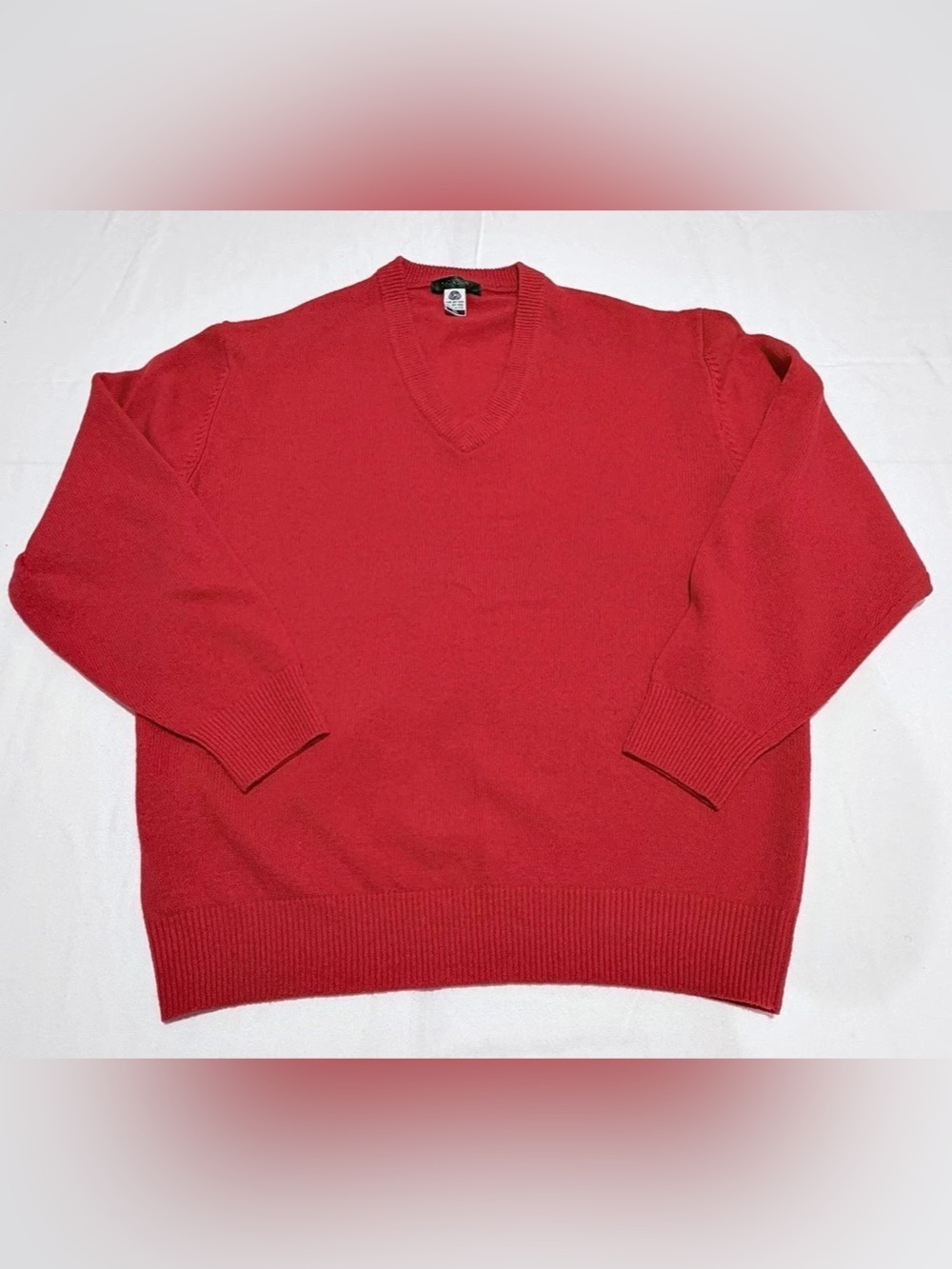 Giordano Men’s XL Red 100% Lambswool V-Neck Sweater Pure New Wool